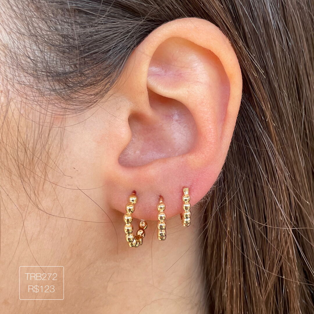 Trio de Argola de Bolinhas Lisa Dourado